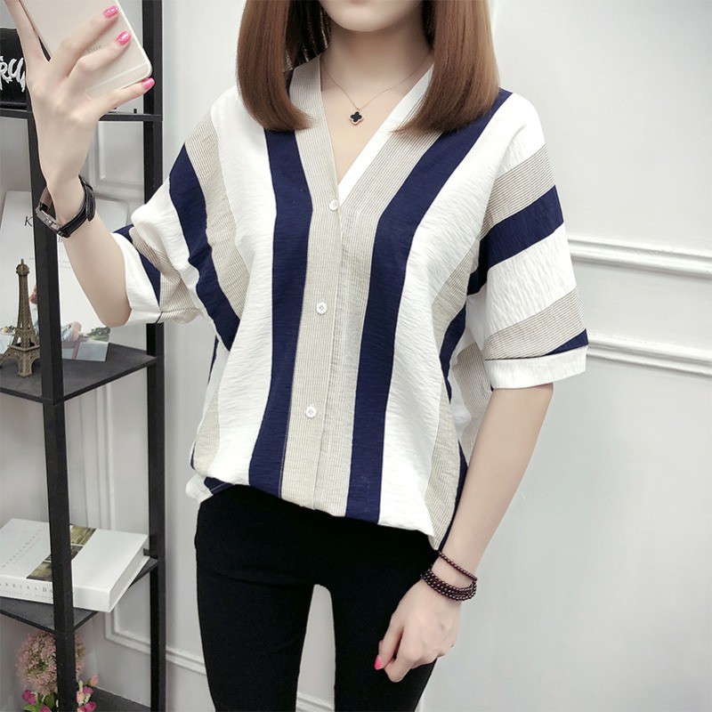 Áo Thun Nữ Tay Ngắn Sọc Ngang