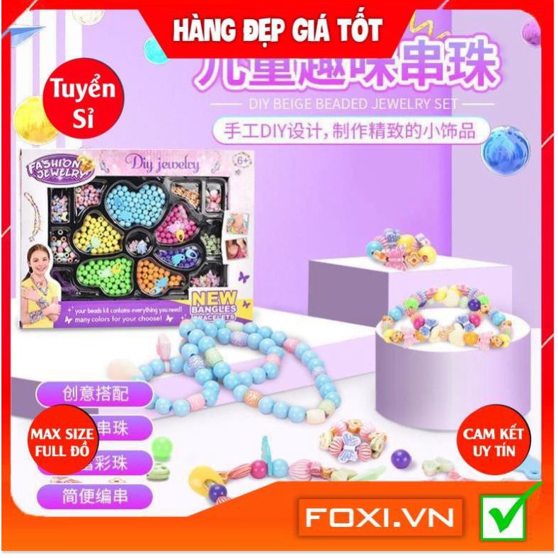 Bộ xâu hạt làm trang sức vòng tay- vòng cổ thủ công-nhiều mẫu cho bé gái-Bé thỏa sức sáng tạo