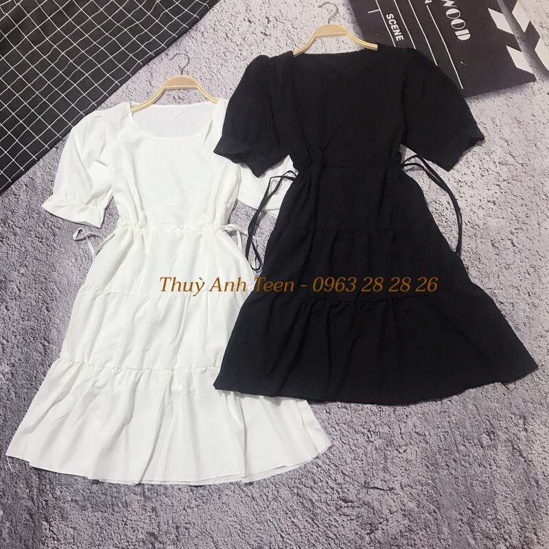 Váy tay lỡ 3 tầng 2 lớp rút eo siêu xinh, đầm tiểu thư thời trang kiểu dáng thanh lịch | BigBuy360 - bigbuy360.vn