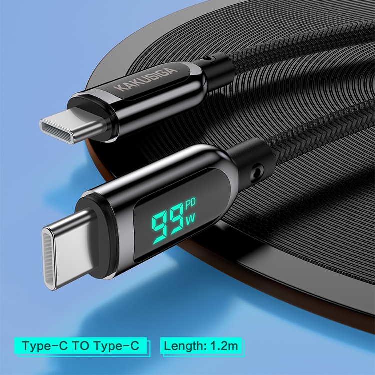 Cáp sạc nhanh KAKU Type C 100w + Type-C to Lightning 20w hỗ trợ truyền dữ liệu, LED dài 1.2m - Chính Hãng KSC-599