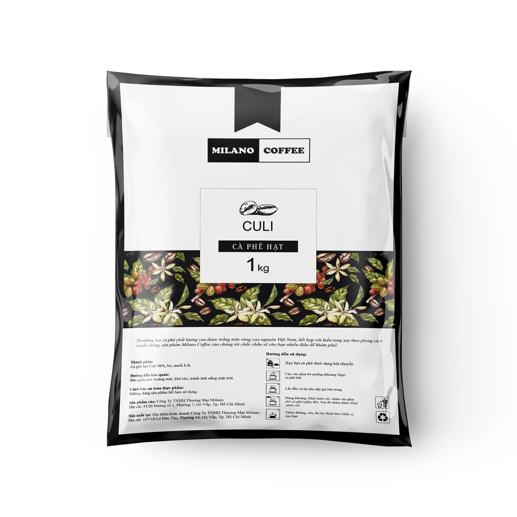 [Mã BMBAU50 giảm 7% đơn 99K] Cà phê Milano loại cà phê hạt Culi loại 1kg