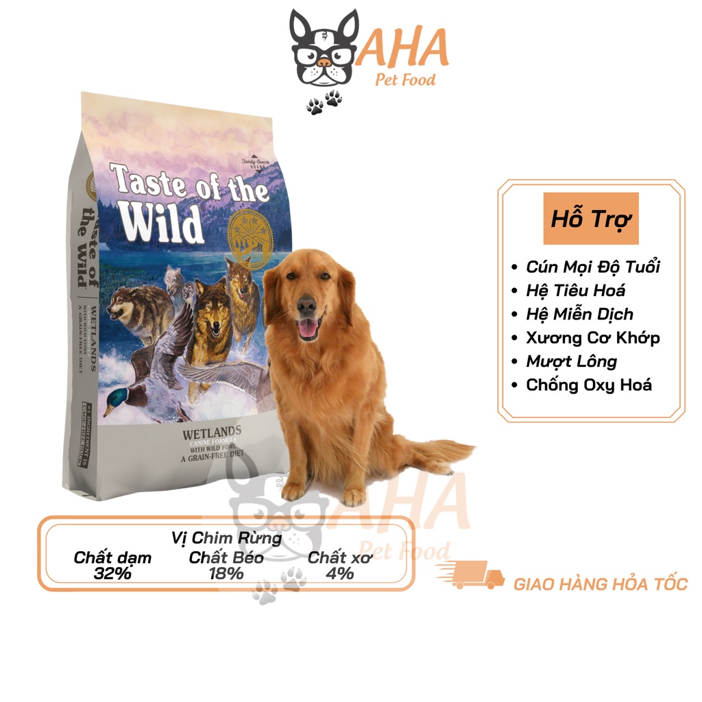 Thức Ăn Cho Chó Golden Taste Of The Wild Bao 2kg - Wetlands Thức Ăn Cho Chó, Vị Thịt Chim Rừng, Trái Cây Rau Củ Quả