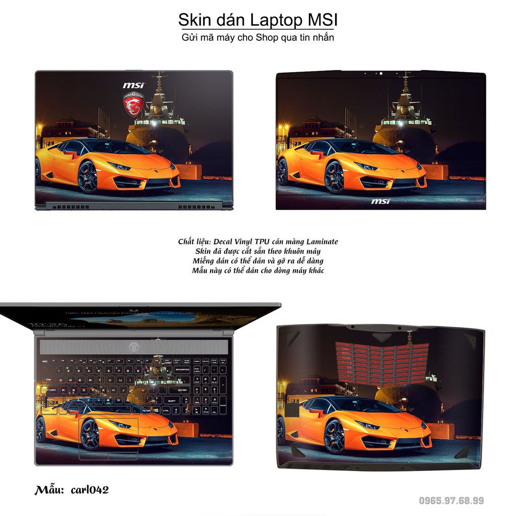 Skin dán Laptop MSI in hình xe hơi nhiều mẫu 2 (inbox mã máy cho Shop)