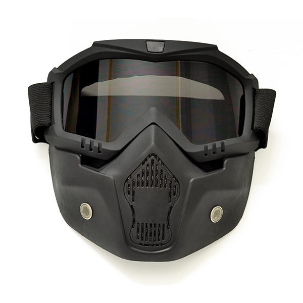 Đổ buôn - Mặt nạ kèm kính BEON đeo mũ 3/4, chống bụi bảo vệ mắt khi đi xe máy