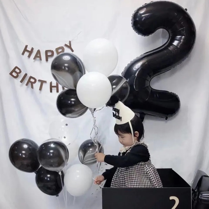 Bong Bóng Số 0-9 Màu Đen Trang Trí Tiệc Sinh Nhật