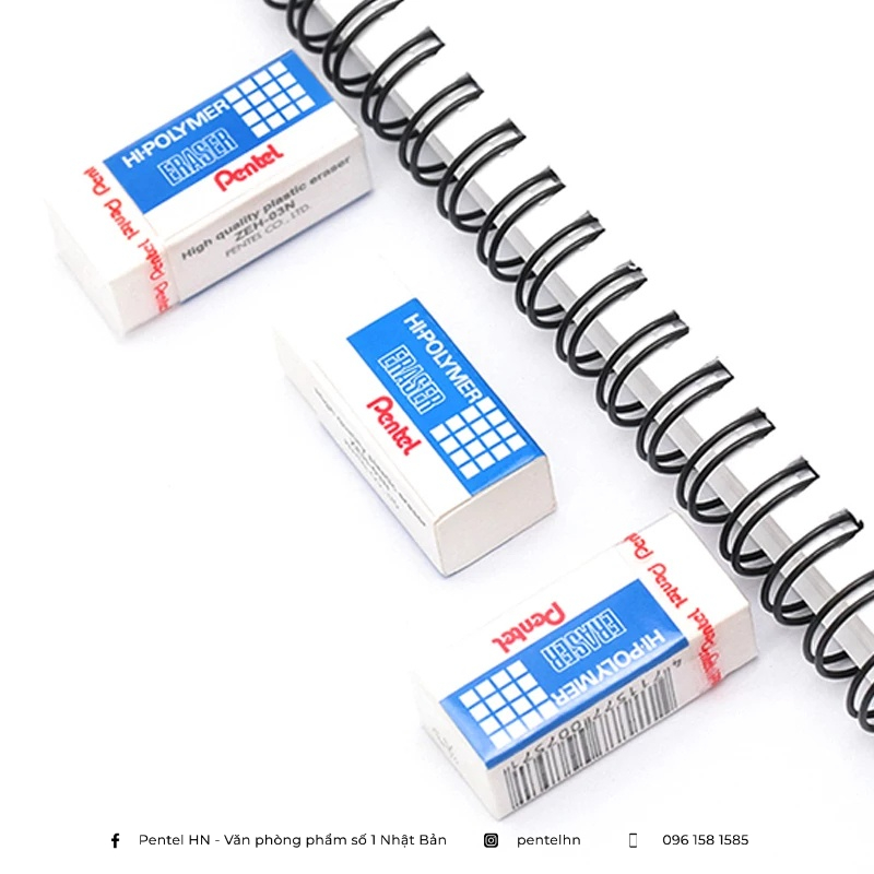 Gôm Tẩy Học Sinh Pentel Hi Polymer ZEH 3 Kích Cỡ Màu Trắng