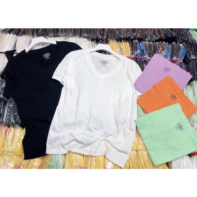 [Siêu hót]Áo thun giấy trơn cổ v- hình thật. alohashop91