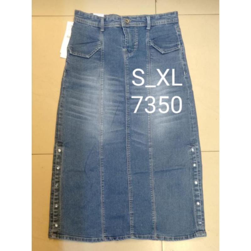 Chân Váy Jean Dài Phối Nút 2 Màu Size S-xl