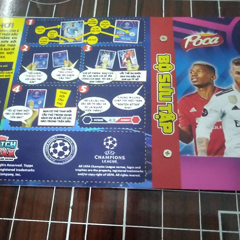 Allbum Thẻ cầu thủ bóng đá Match Attax mùa 2018/19 size Poca có checklist