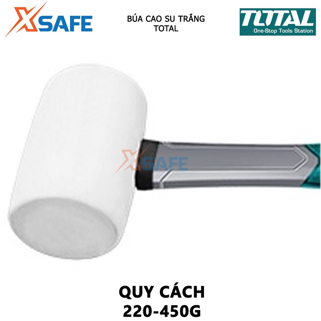 Búa cao su trắng TOTAL Búa cầm tay mini chất liệu cao su, chống dầu chống mài mòn, tay cầm gỗ chắc chắn, tăng ma sát