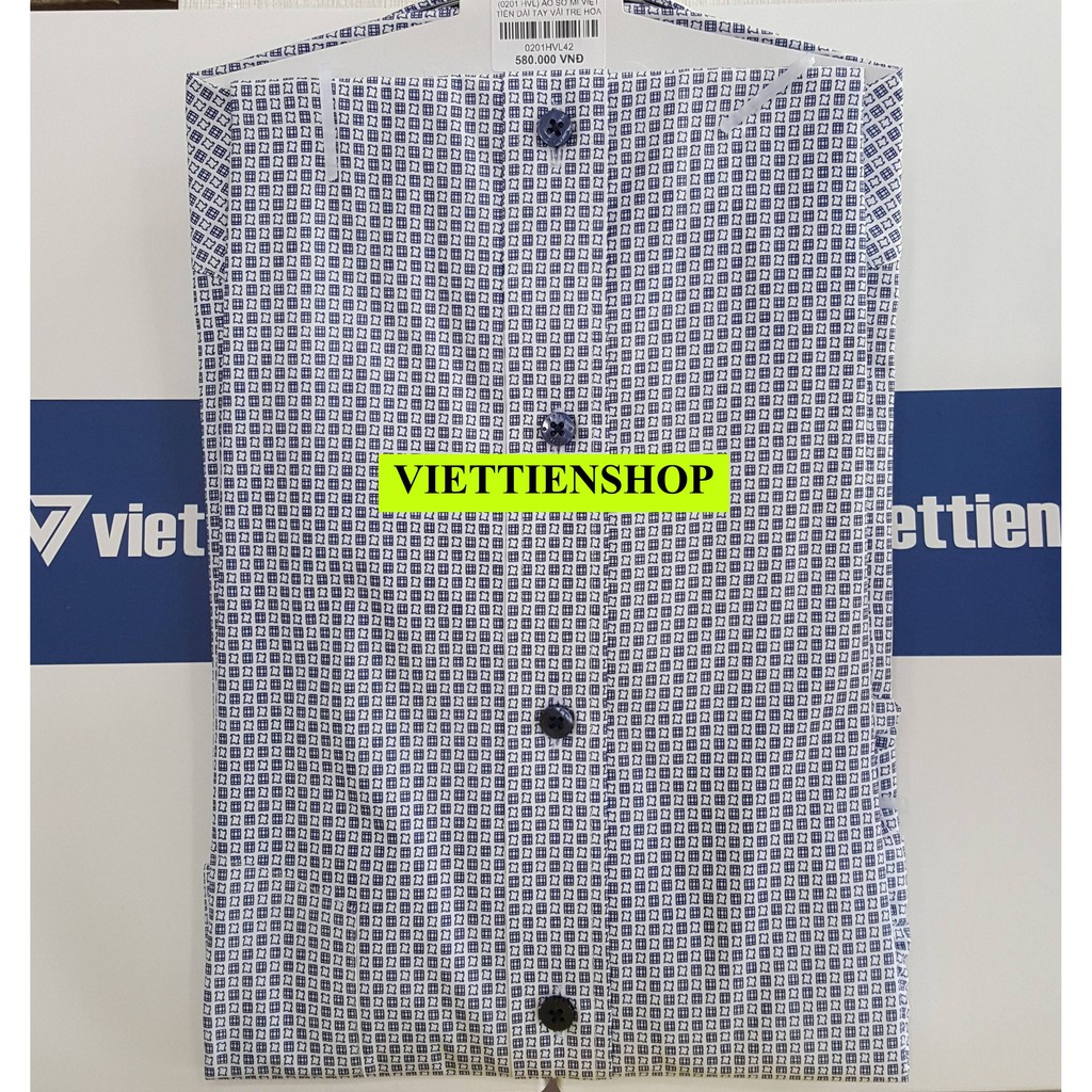 (0201 HVL) ÁO SƠ MI VIỆT TIẾN DÀI TAY VẢI TRE HOA VĂN