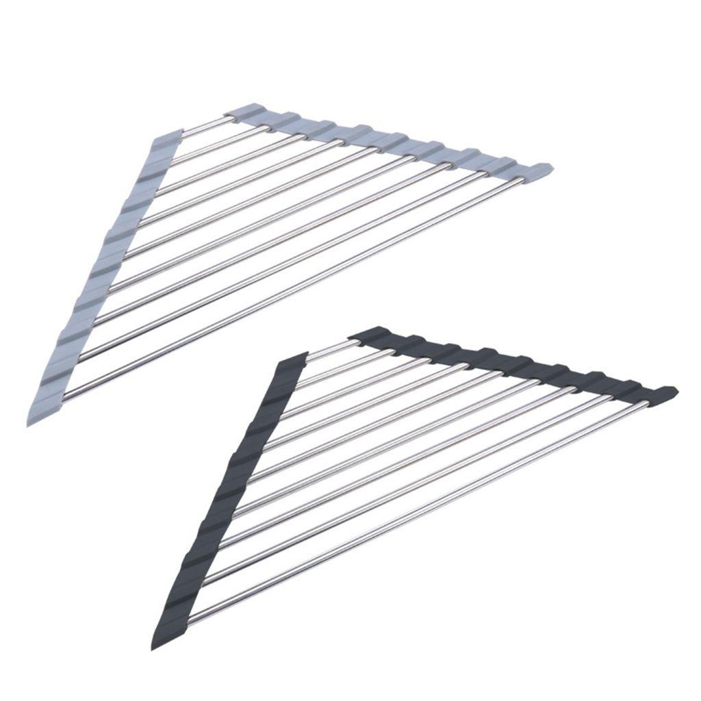 1 Giá Đỡ Bằng Thép Không Gỉ Hình Tam Giác Để Ráo Nước Mút Rửa Trái Cây