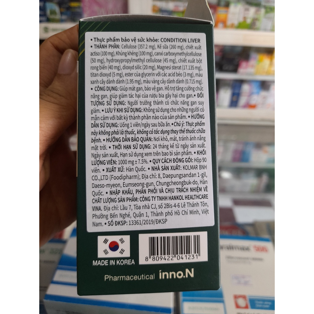 Viên uống bổ gan Hàn Quốc Condition Liver hỗ trợ giải độc, tăng cường chức năng gan Hộp 90 Viên