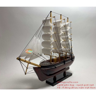 Mô hình thuyền gỗ thuận buồm xuôi gió lưu niệm quà tặng Việt Nam - Kích thước Dài 28 cm cao 25 cm