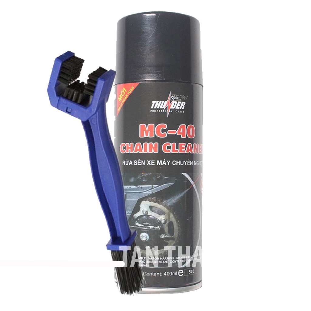 Combo chai xịt dưỡng sên xích xe máy Repsol Moto Chain 400ml rửa sên thunder và bàn chải 3D