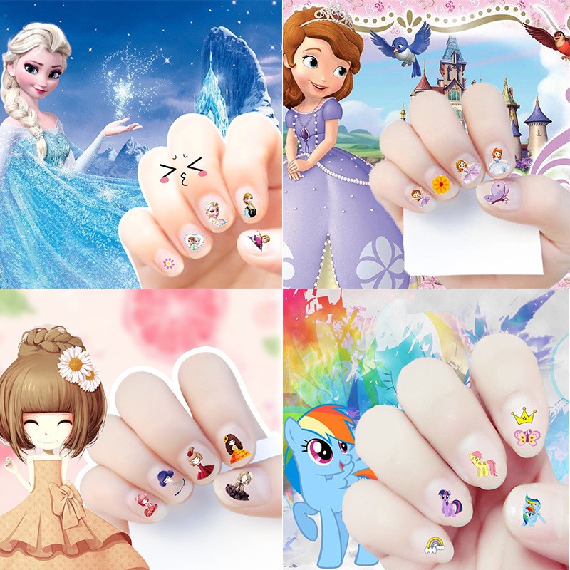 Miếng Dán Trang Trí Móng Tay Nghệ Thuật Họa Tiết Frozen 3D Không Thấm Nước Không Gây Kích Ứng