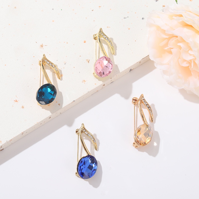 Ghim cài áo hình nốt nhạc đính đá thời trang dành cho nữ