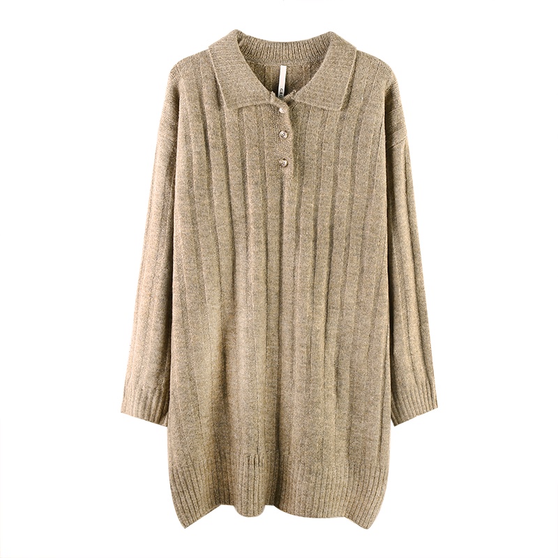 Váy len dệt kim xuông dáng dài thoải mái nâu tây Váy dệt kim thu đông 2021