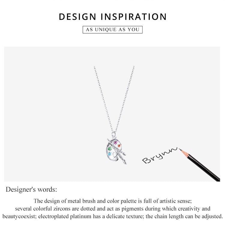 Dây Chuyền Bamoer Scn457 bạc 925 Màu Bạc Mặt Hình Bảng Vẽ Nghệ Thuật Và Cọ Đính Đá Zircon Thời Trang Cho Phụ Nữ