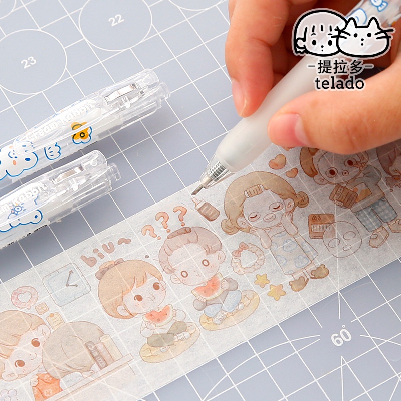 Bút dao cắt washi sticker dạng bút bấm tiện dụng hình gấu dễ thương - Tanpoposticker