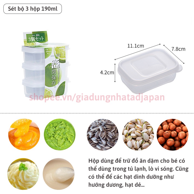 Hộp đựng đồ ăn dặm cho bé bằng nhựa Inomata các size 80ml 90ml 160ml 190ml hàng nội địa Nhật Bản AD01