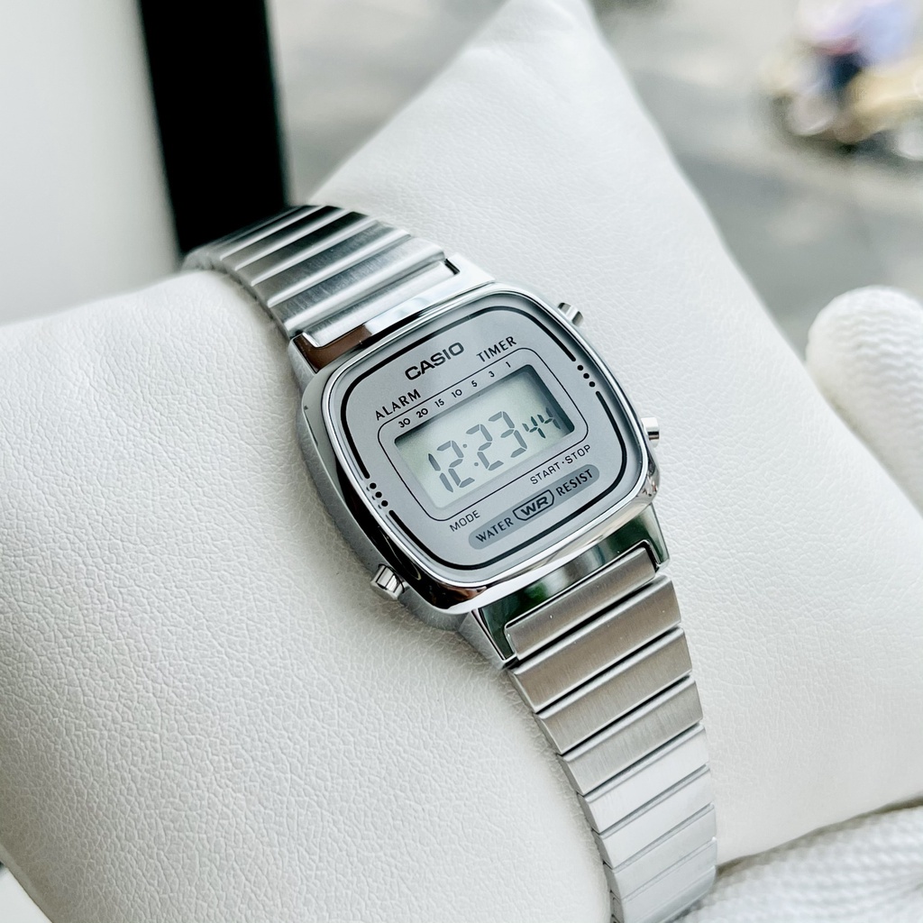 Đồng hồ Nữ Casio LA670WA-7, đồng hồ chính hãng, bạc mặt bạc