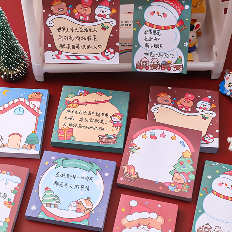 50 tờ Phim hoạt hình đáng yêu Giáng sinh vui vẻ Cuốn sách thông điệp Giáng sinh sáng tạo nhỏ Ghi chú dính