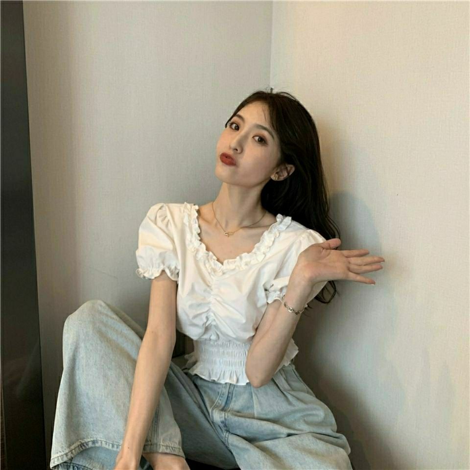 Áo croptop Cổ Chữ V Tay Phồng Thời Trang Dành Cho Nữ 2022 JL-TX-205