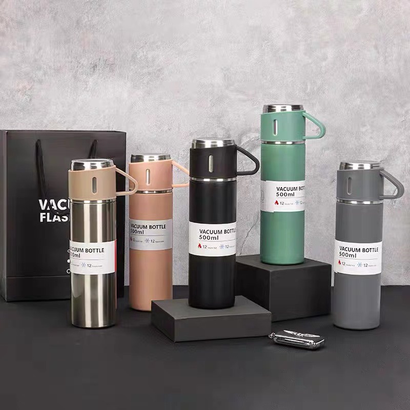 Bình nước giữ nhiệt, Bình giữ nhiệt 500ml kèm cốc sang trọng PENKATA