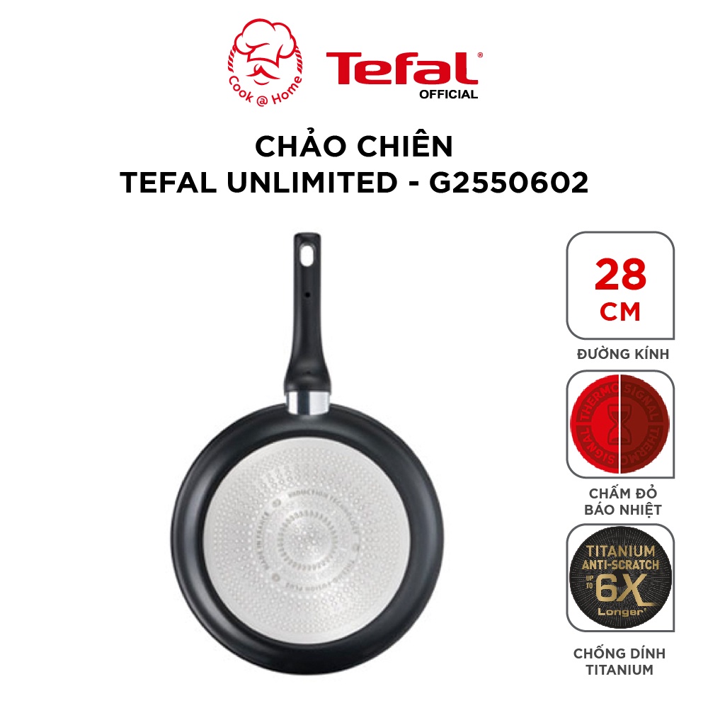 Chảo chiên Tefal Unlimited size 20, 22, 26, 28cm - G2550243/G2550302/G2550502/G2550602