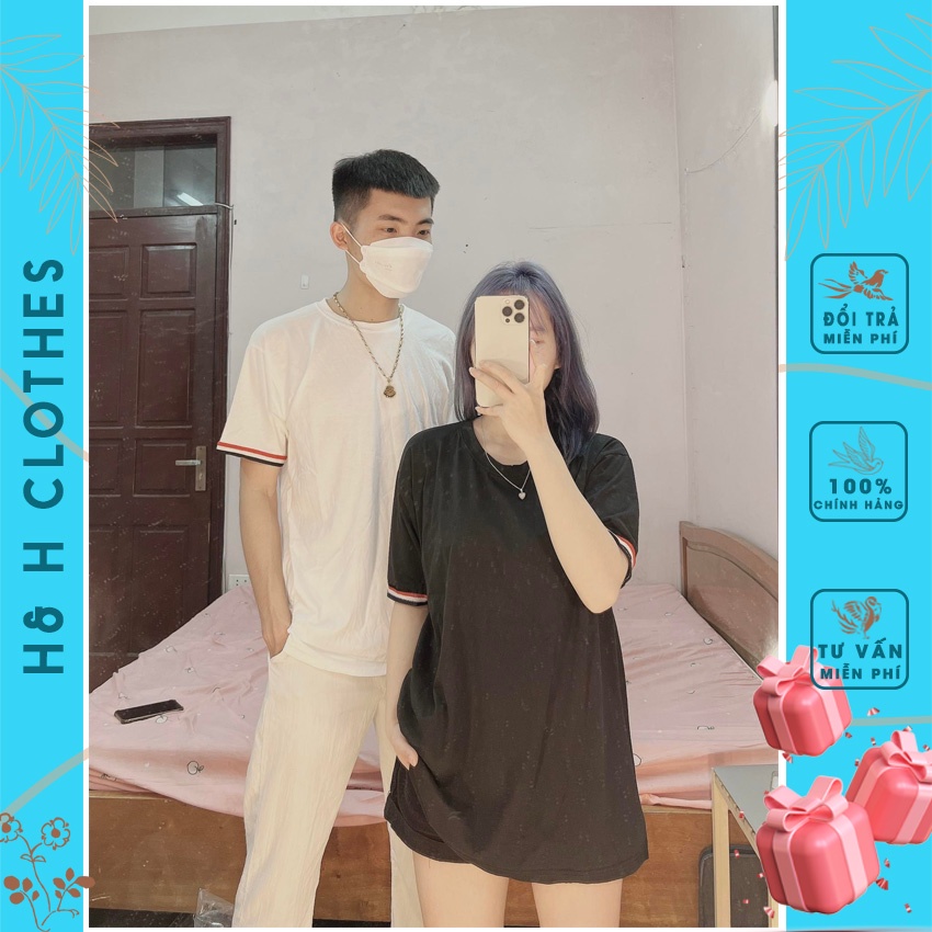 Áo Phông Thom Sọc 2 Bên Tay Thêu 2 Màu ST1 Ảnh Thật Video