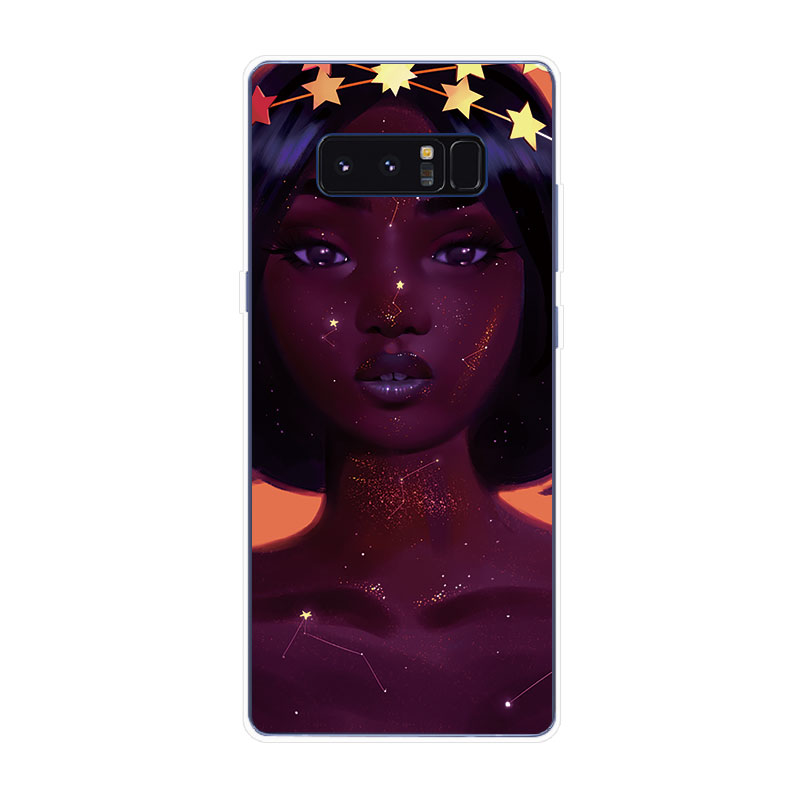 Samsung Galaxy S7 Edge S8 S8+ Plus Soft TPU Silicone Phone Case Cover Black Girl