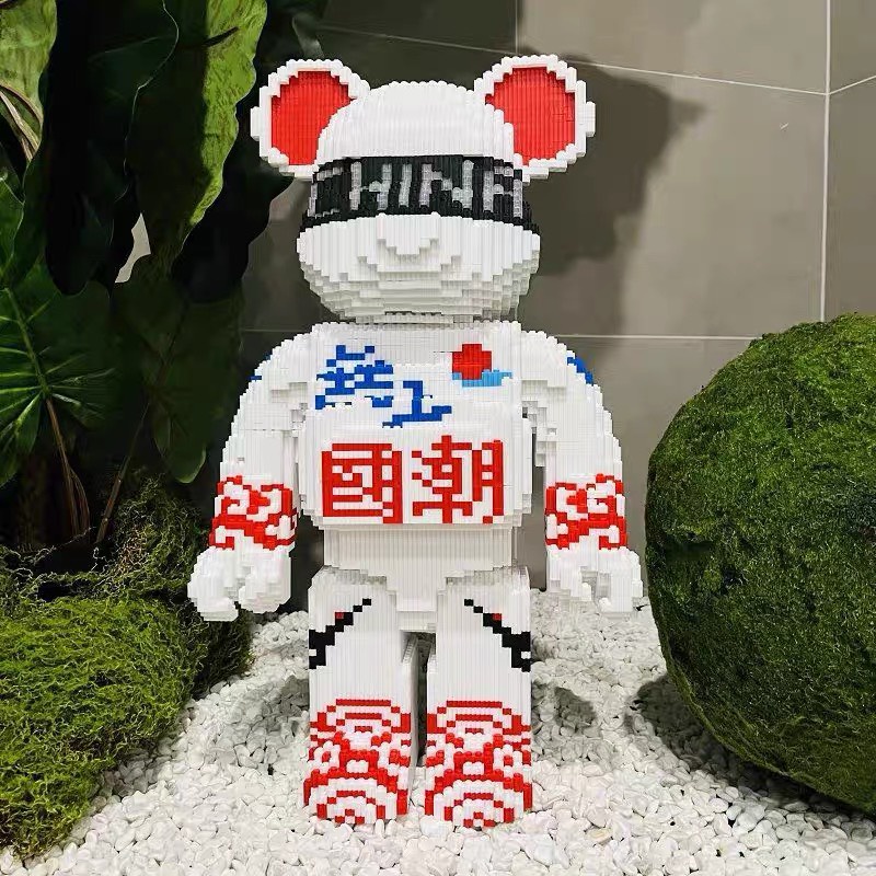 Xếp hình le.go Gấu Bearbrick um junior macau cỡ lớn 55cm Đồ chơi lắp ráp nano 3d  bear bricK mô hình bearbicks