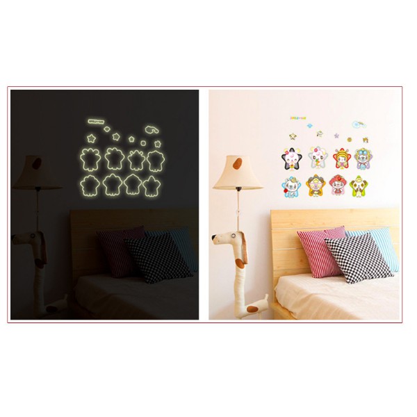 Decal trang trí tường - Ngôi Sao hình Thú - DẠ QUANG