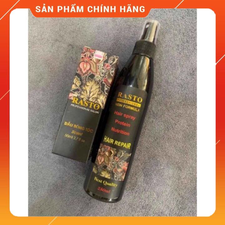 Xịt Dưỡng Tóc Collagen Rasto 220ml  chai màu đen  Chính Hãng Công Ty-dưỡng tóc chống trẻ ngon khô sơ duongx ẩm -liu  giữ