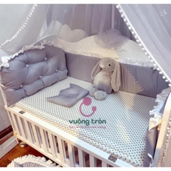 Ga chun chất liệu 100% cotton Hàn cao cấp siêu mát bọc đệm cũi cho bé yêu