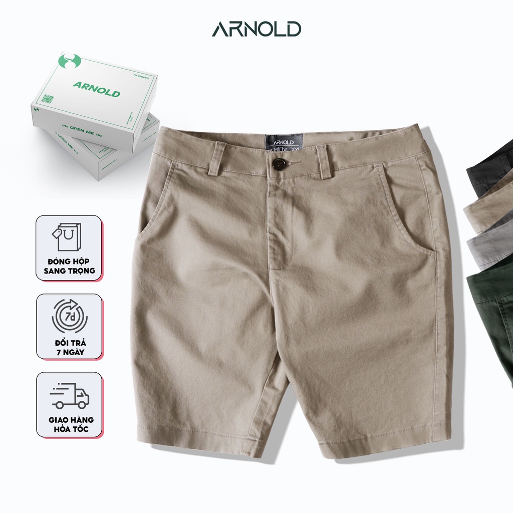 Quần short ngắn kaki nam màu trầm lịch lãm, trẻ trung, chất liệu kaki nhung cao cấp ARNOLD - Hàng nhập khẩu