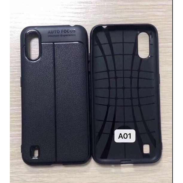 Ốp lưng silicon dẻo giả da Auto Focus cao cấp dành cho Samsung Galaxy A01