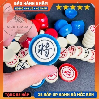 Cờ úp kèm nắp cờ tướng úp siêu đẹp có nắp úp xanh đỏ chuyên nghiệp 15 nắp xanh 15 nắp đỏ tặng 2 nắp xanh đỏ