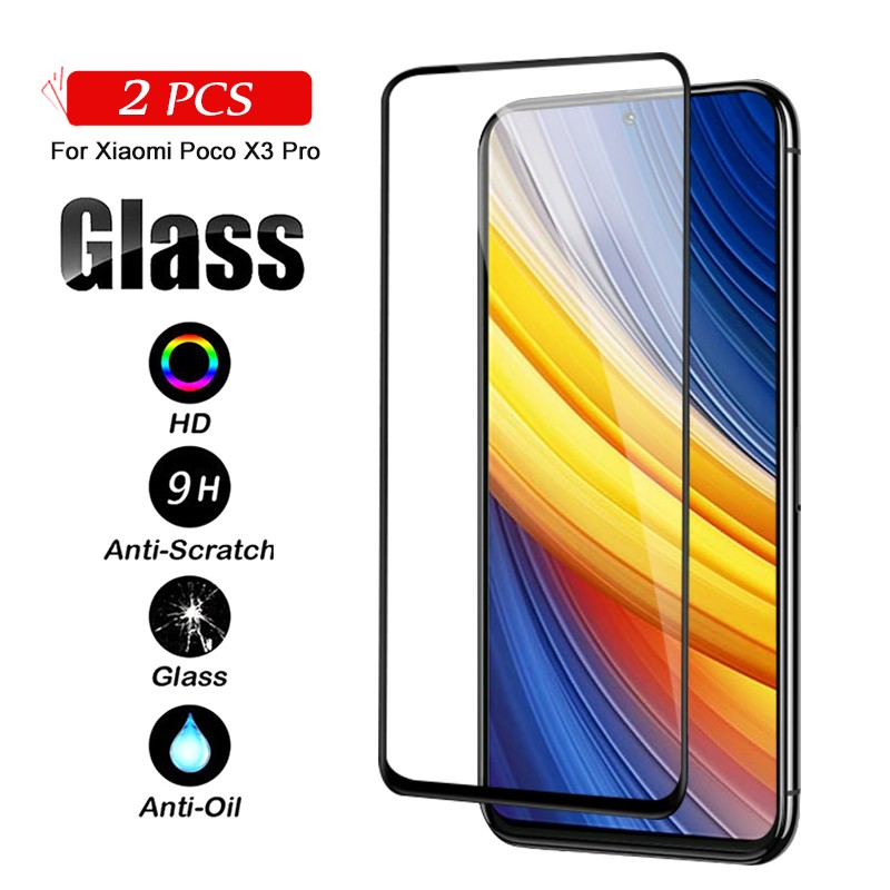 2 miếng bảo vệ màn hình cho Xiaomi Poco X3 Pro Full Coverage Phim bảo vệ kính cường lực cao cấp