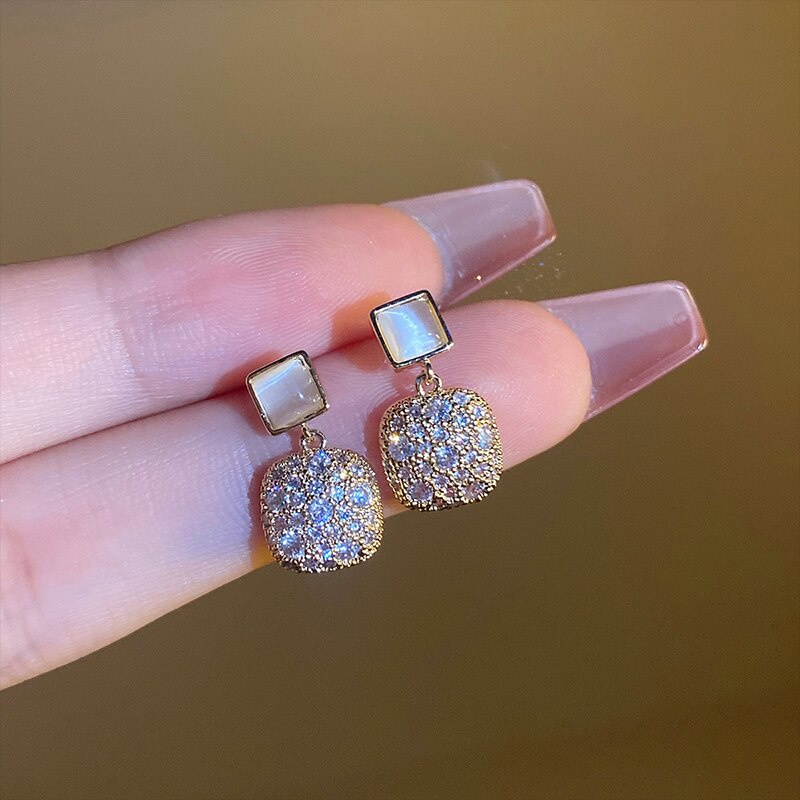 Set khuyên tai mini đính đá zircon thời trang sang trọng dành cho nữ