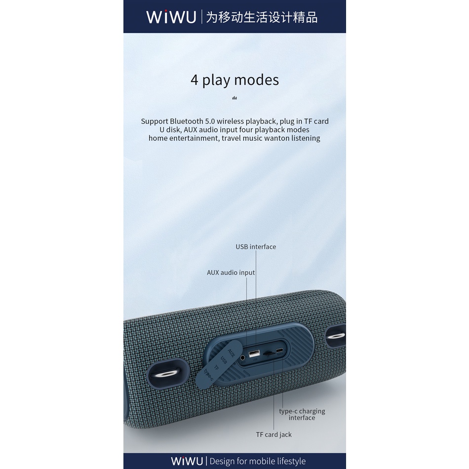 Loa Không Dây WIWU THUNDER P15 MAX Chống Nước Kết Nối Bluetooth - Hàng Chính Hãng