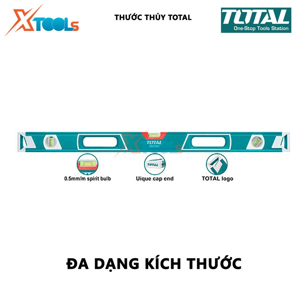 Thước thủy TOTAL | Thước nivo Chiều dài 80cm-180cm, Độ dày 1.5 mm, Trọng lượng 0.3kg đo góc nghiêng, độ nghiêng, độ dốc,