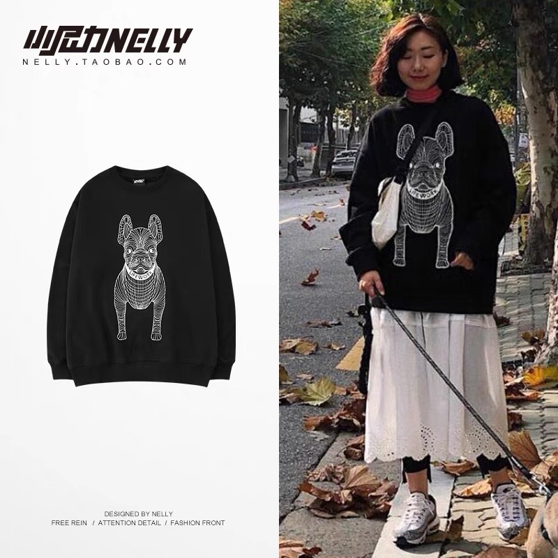 [Ảnh thật/Video] Áo hoodie nỉ unisex in hình dog 2 mặt form rộng