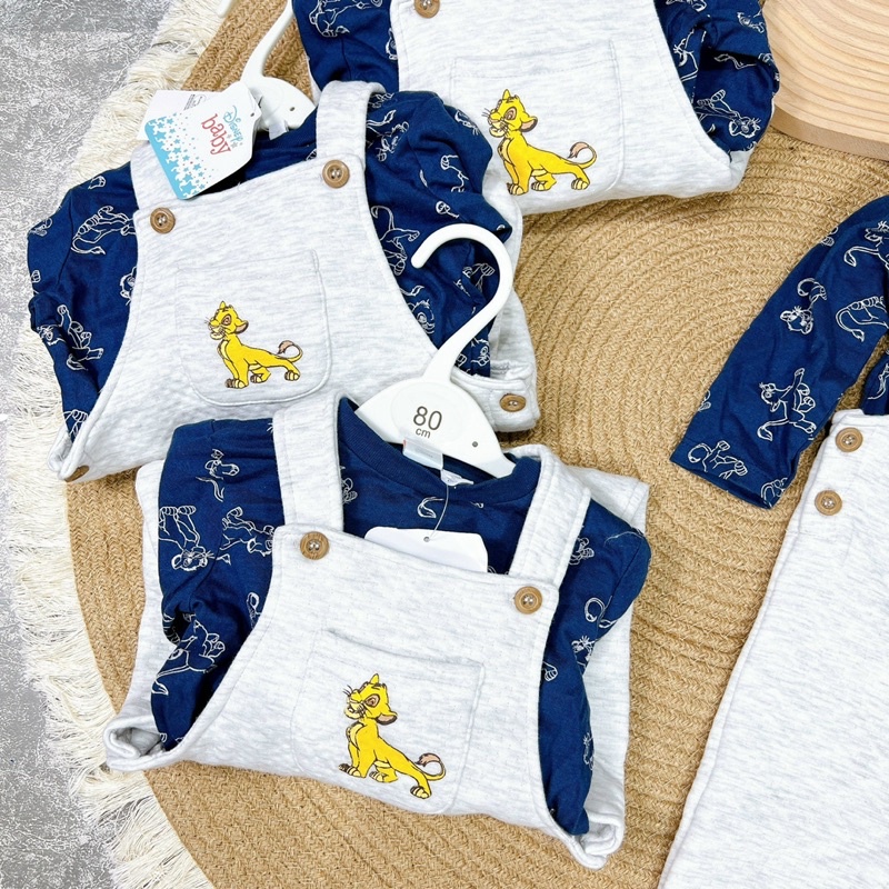 Set yếm Disney trần bông kèm áo cho bé
