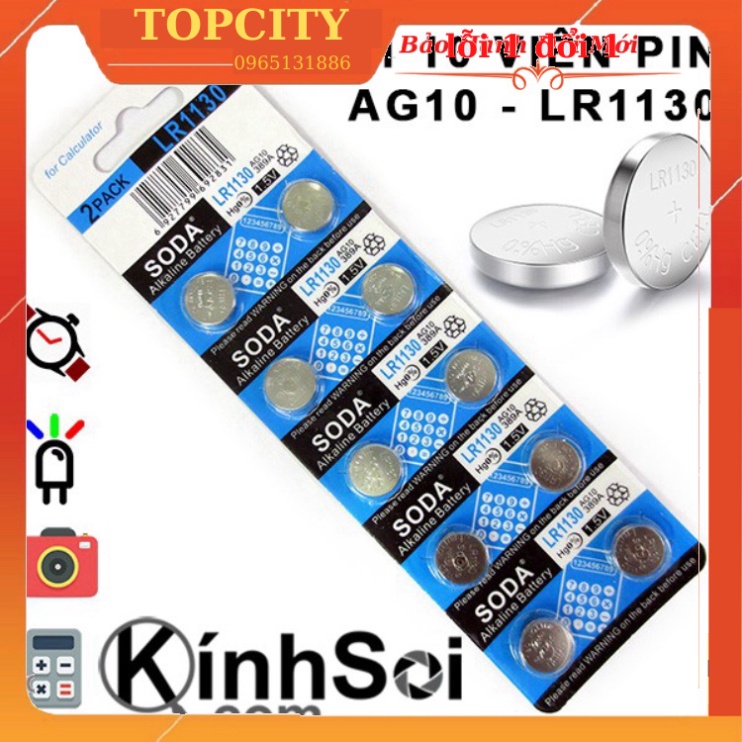 Vỉ 10 viên pin cúc áo LR1130 AG10 dành cho các loại kinh soi