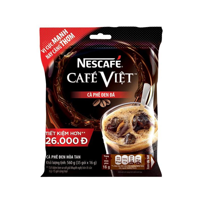 Nescafe Cafe Việt Đen đá - bịch 35 gói * 16g