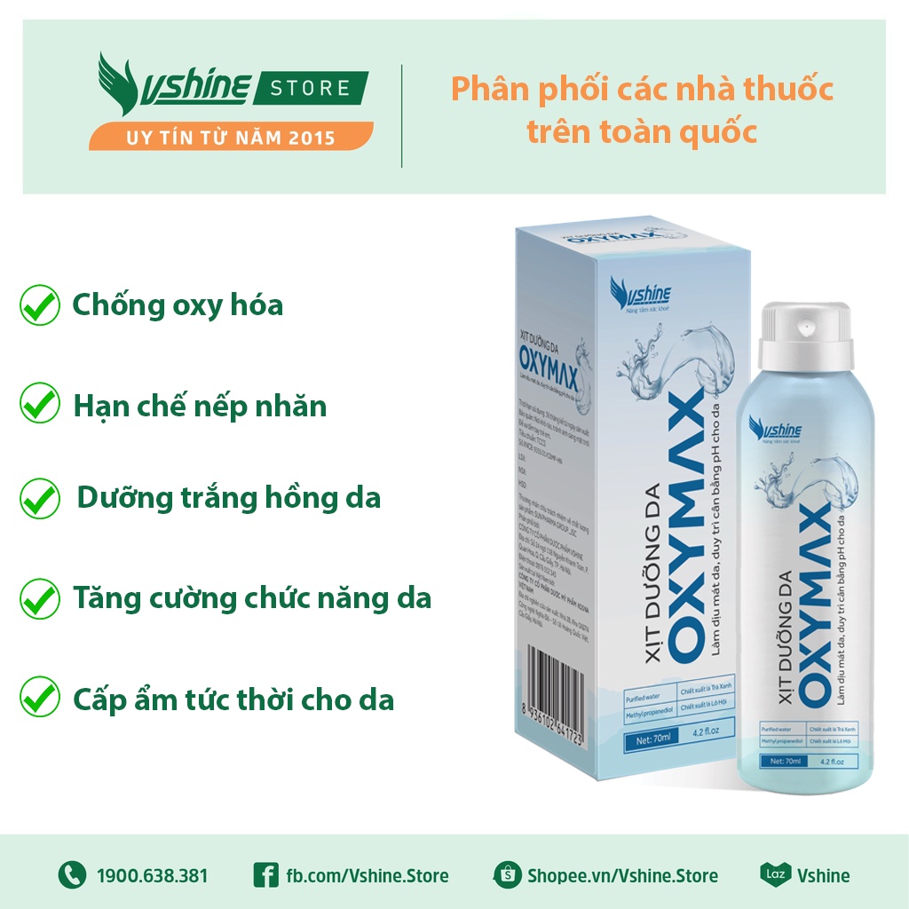 [NHẬP MÃ VSHINE5] Xịt dưỡng da OXY MAX - Cấp ẩm, dưỡng da