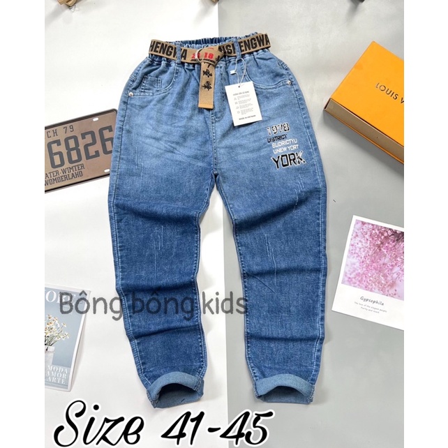 (40-45kg) quần jean bò mềm ,quần dài cho bé trai