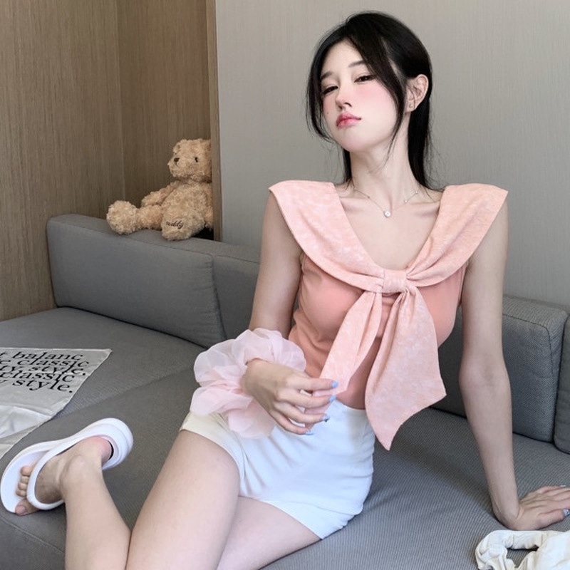 Áo Hai Dây Thắt Nơ Thời Trang Mùa Hè Quyến Rũ Cho Nữ